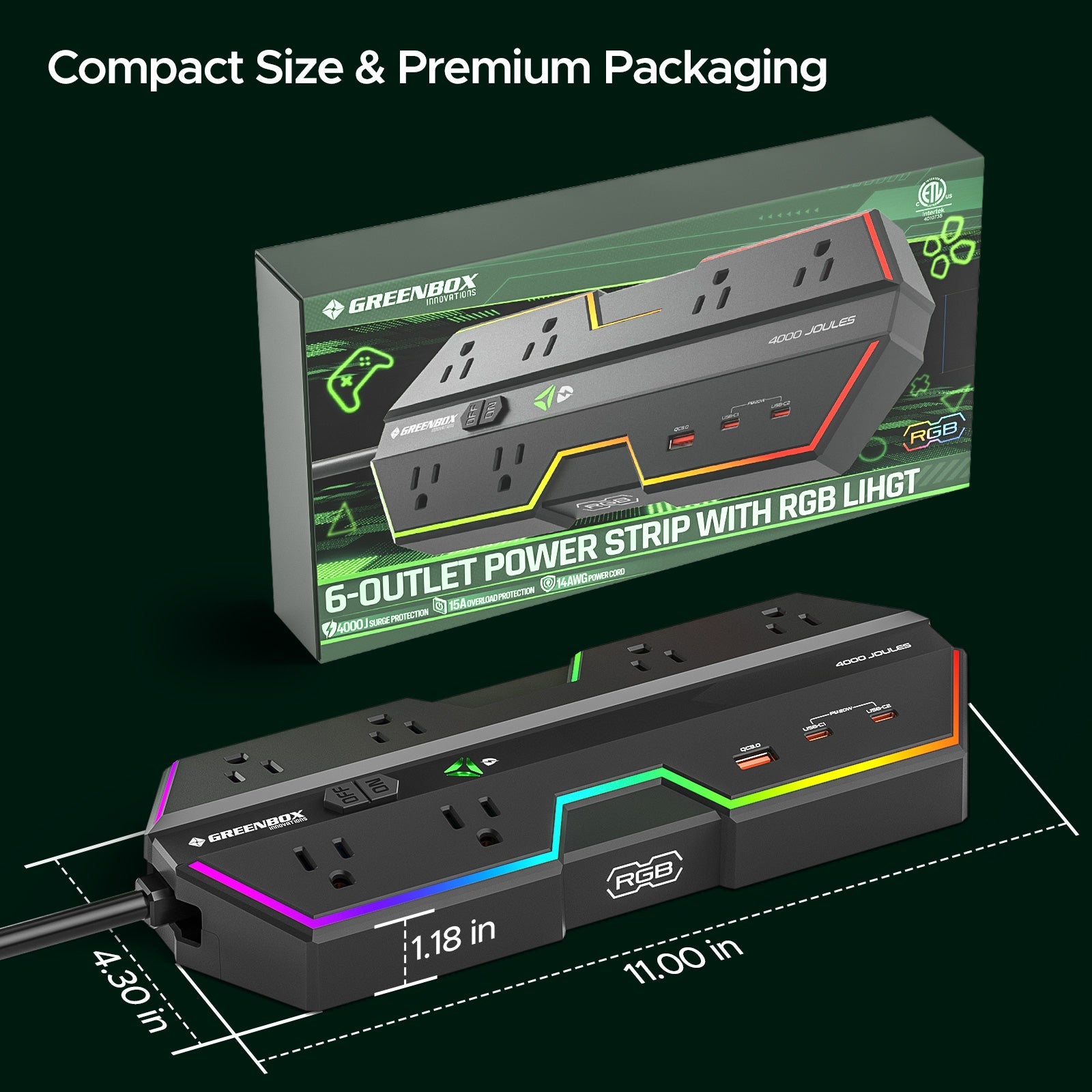 4000J Gaming Power Strip Surge Protector