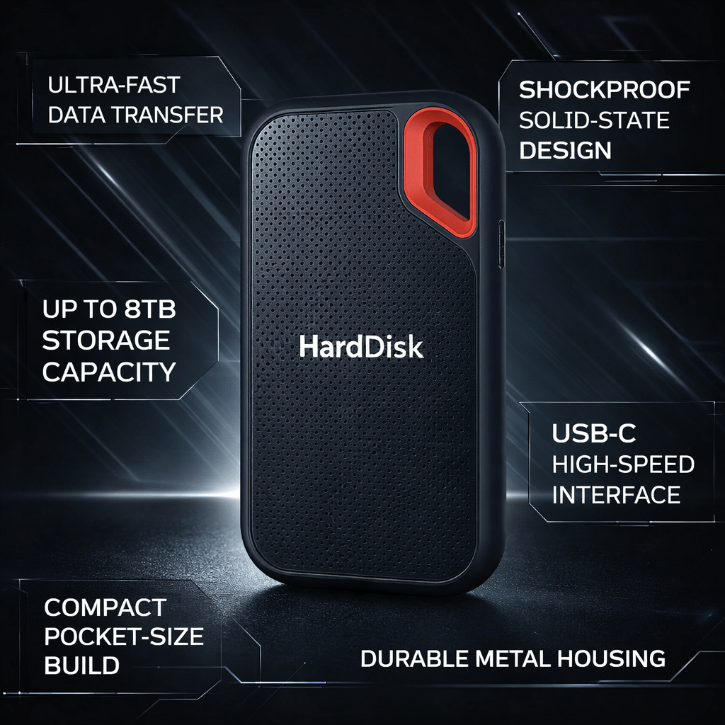 Portable External SSD 2TB USB-C Solid State Drive
