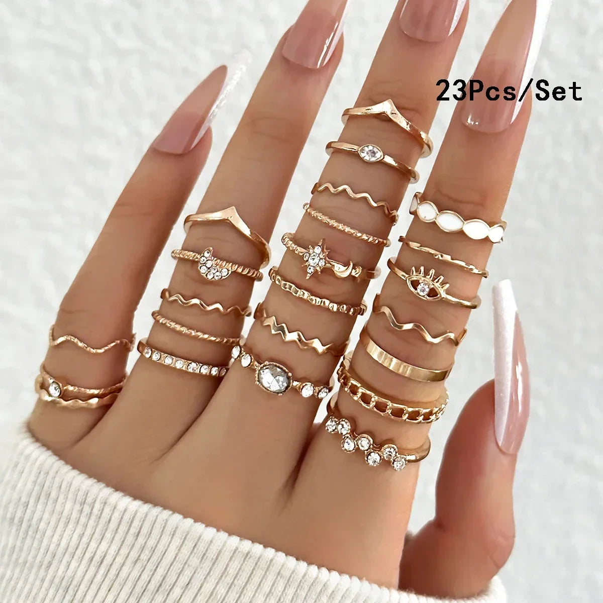 30Pcs Gold Color Knuckle Rings Set For Women Bohemian Geometric Finger Ring Girls Wedding Party Jewelry Gift