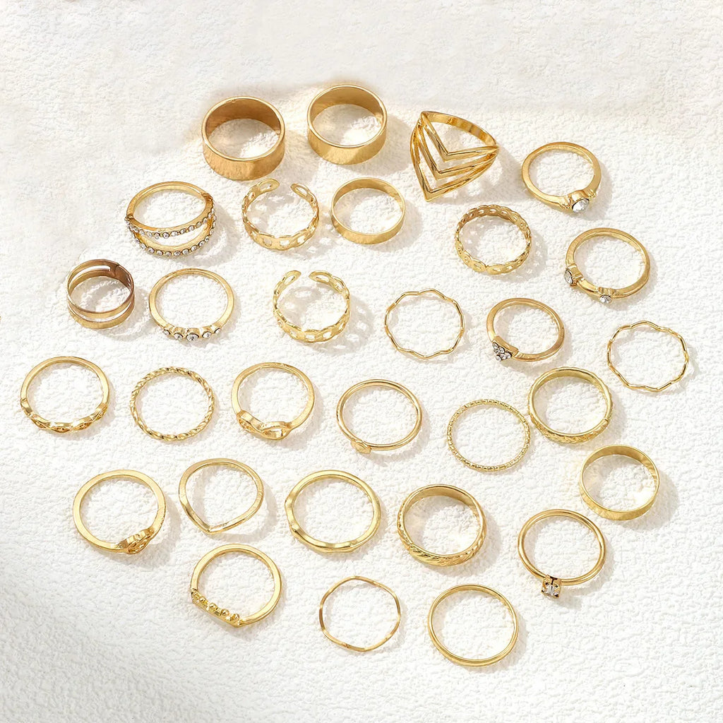 30Pcs Gold Color Knuckle Rings Set For Women Bohemian Geometric Finger Ring Girls Wedding Party Jewelry Gift
