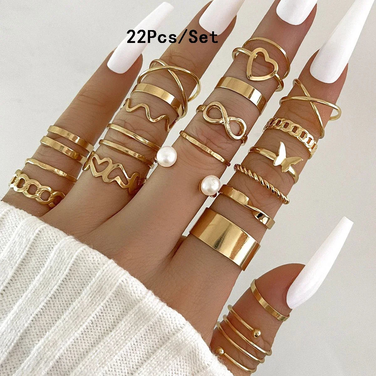 30Pcs Gold Color Knuckle Rings Set For Women Bohemian Geometric Finger Ring Girls Wedding Party Jewelry Gift