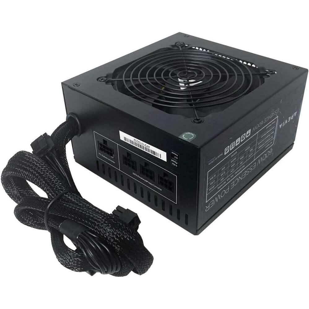 Apevia ATX-ES600W Essence 600W ATX Semi-Modular Gaming Power Supply with Auto-Thermally Controlled  (Refurbished)