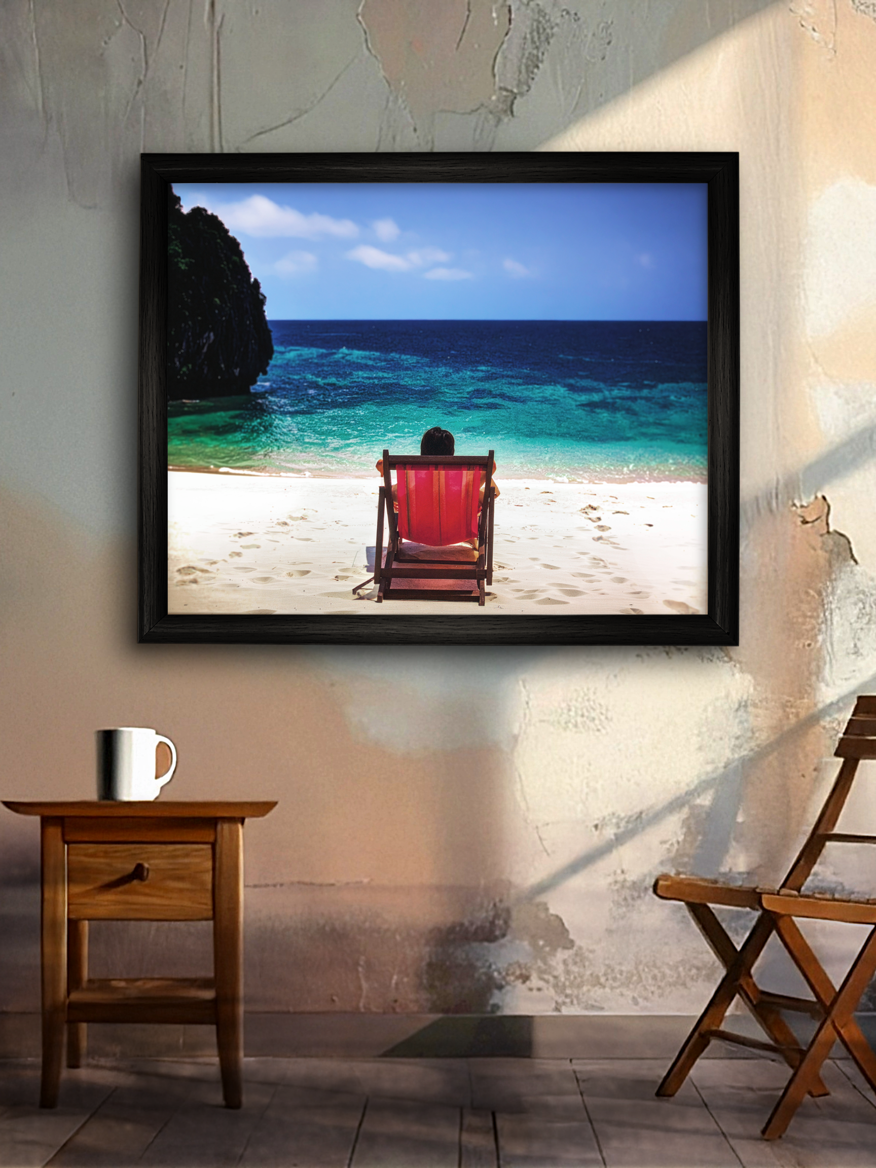 Beach Chair Serenity: Original Ocean View Photograph - Special Edition Coastal Art