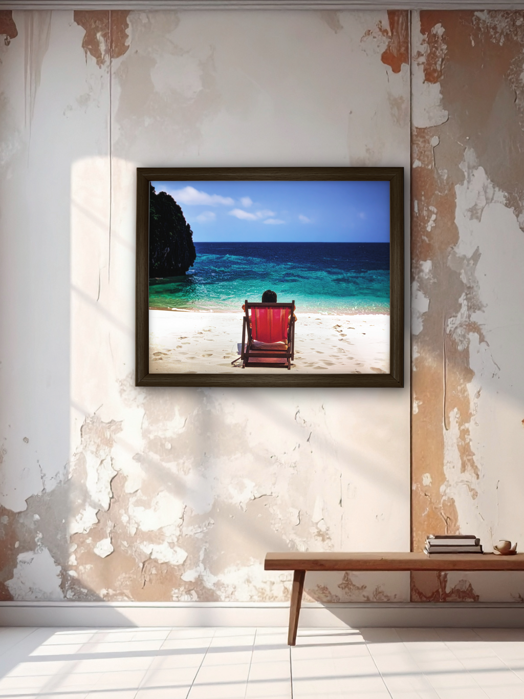 Beach Chair Serenity: Original Ocean View Photograph - Special Edition Coastal Art